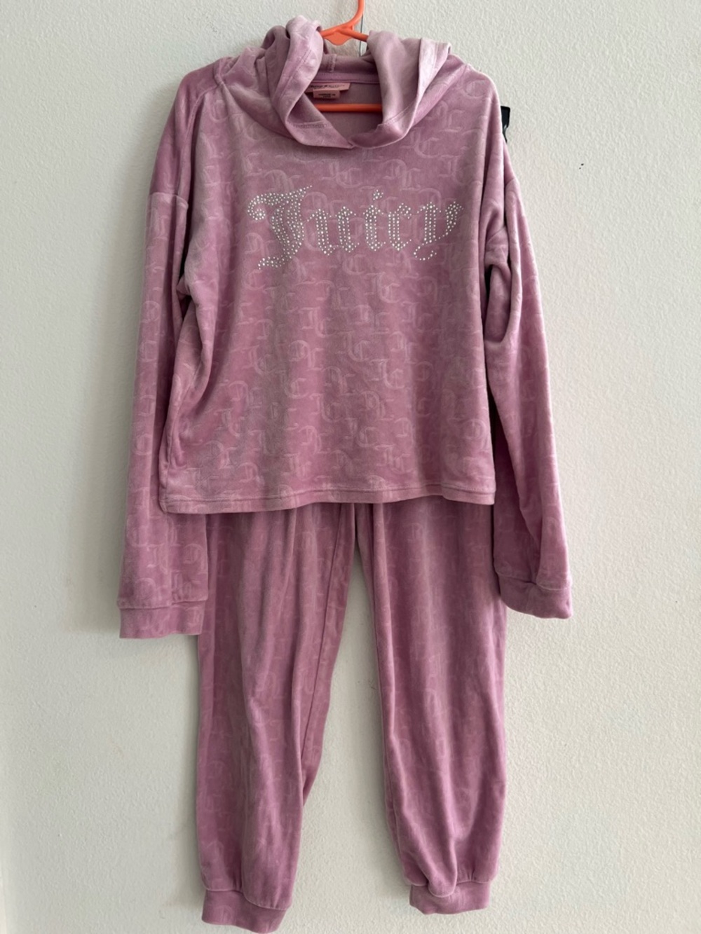 Juicy Couture Girls' Light Pink Velour Hoodie & Jogger Pajama Set